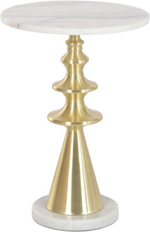 Atmosphera Bijzettafel / salontafel Elegance - goud - metaal / marmer - rond - D41 x H58 cm - luxe wonen