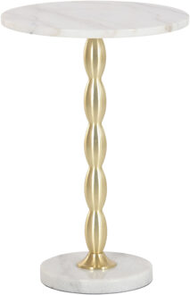 Atmosphera Bijzettafel / salontafel Elegance - goud - metaal / marmer - rond - D41 x H60 cm - luxe wonen