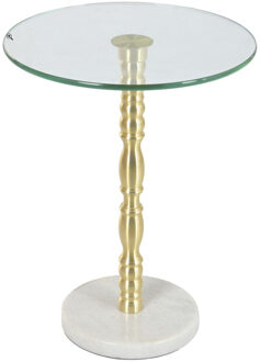 Atmosphera Bijzettafel / salontafel Palace - goud - glas / marmer - rond - D41 x H53 cm - luxe wonen