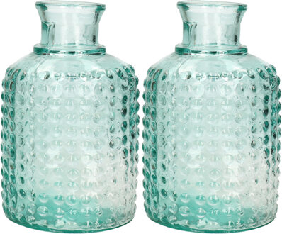 Atmosphera Bloemenvaas - 2x - Apotheker Fles model - transparant - 3D glas - H20 x D12 cm