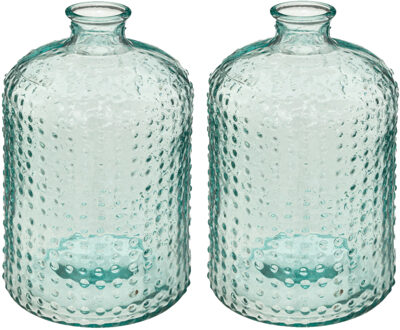 Atmosphera Bloemenvaas - 2x - Apotheker Fles model - transparant - 3D glas - H32 x D18 cm