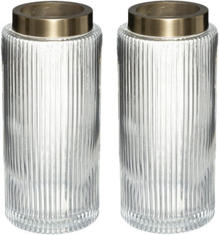 Atmosphera bloemenvaas - 2x - Cilinder model - transparant - glas - H26 x D12 cm - Vazen