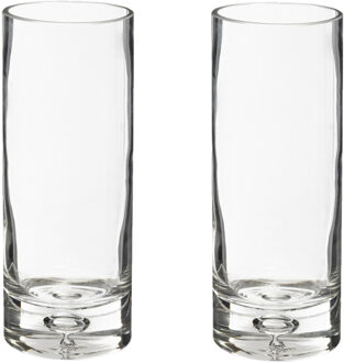 Atmosphera Bloemenvaas - 2x - Cilinder model - transparant - stevig glas - H23 x D9 cm