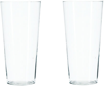 Atmosphera Bloemenvaas - 2x - Conisch model - transparant - glas - H30 x D14 cm