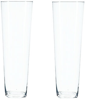 Atmosphera bloemenvaas - 2x - Conisch model - transparant - glas - H50 x D16 cm - Vazen
