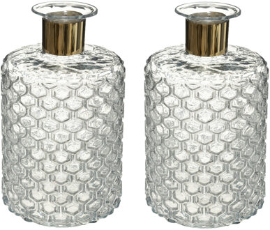 Atmosphera Bloemenvaas - 2x - Elegance - Apotheker Fles vorm - transparant - glas - H26 x D15 cm