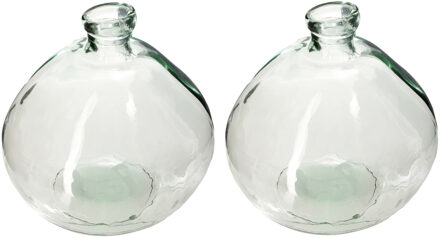 Atmosphera Bloemenvaas - 2x - Organische bol fles vorm - helder transparant - glas - H22 x D21 cm