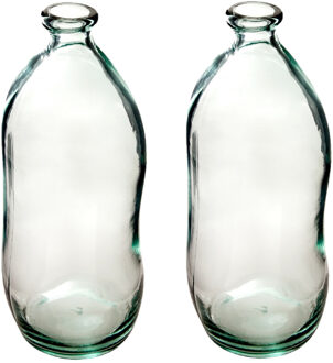 Atmosphera Bloemenvaas - 2x - Organische fles vorm - helder transparant - glas - H36 x D15 cm