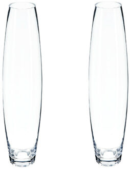 Atmosphera bloemenvaas - 2x - Ovaal model - transparant - glas - H40 x D11 cm - Vazen