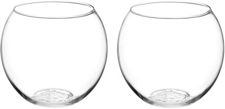 Atmosphera Bloemenvaas - 2x - Ronde Bol model - transparant - glas - H18 x D19 cm