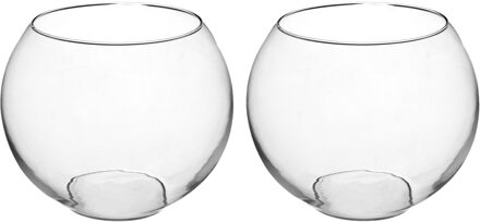 Atmosphera Bloemenvaas - 2x - Ronde Bol model - transparant - glas - H20 x D25 cm