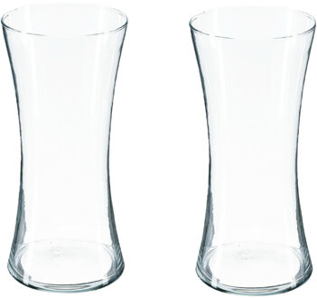 Atmosphera Bloemenvaas - 2x - Taps model - transparant - glas - H30 x D14 cm