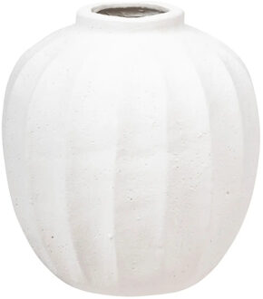 Atmosphera Bloemenvaas Amia - creme wit - kunststeen - D25 x H28 cm - ronde bol vormige vaas