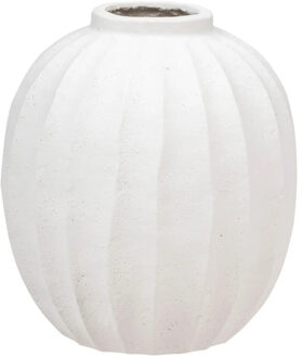 Atmosphera Bloemenvaas Amia - creme wit - kunststeen - D39 x H44 cm - ronde bol vormige vaas