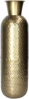 Atmosphera Bloemenvaas Antique Dorado - goud - bewerkt metaal - D15 x H46 cm - flessenhals model