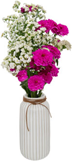 Atmosphera Bloemenvaas Antique Roman - creme wit - keramiek - D12.8 x H28 cm