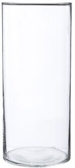 Atmosphera Bloemenvaas cilinder vorm van transparant glas 30 x 13 cm - Vazen