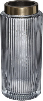 Atmosphera bloemenvaas - Elegance - Cilinder vorm - grijs transparant - glas - H26 x D12 cm