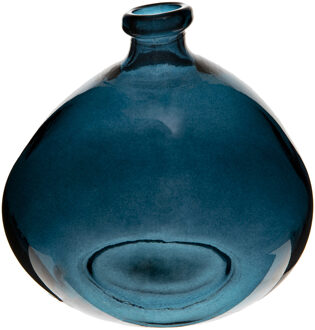 Atmosphera bloemenvaas Organische bol fles vorm - blauw transparant - glas - H22 x D21 cm - Vazen