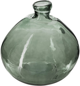 Atmosphera bloemenvaas Organische bol fles vorm - groen transparant - glas - H22 x D21 cm - Vazen