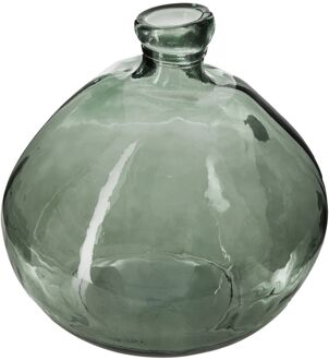 Atmosphera bloemenvaas Organische bol fles vorm - groen transparant - glas - H22 x D21 cm - Vazen