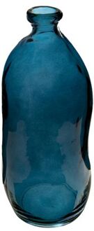 Atmosphera bloemenvaas Organische fles vorm - blauw transparant - glas - H36 x D15 cm - Vazen