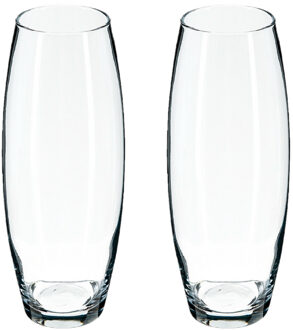 Atmosphera bloemenvaas Ovaal model - 2x - transparant - glas - H26 x D11 cm