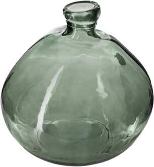 Atmosphera bol fles vaas - groen transparant - glas - H33 x D32 cm