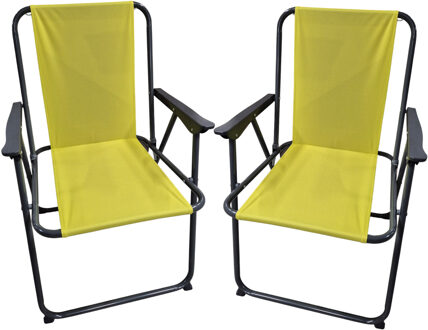 Atmosphera camping/strand stoel - 2x - aluminium - inklapbaar - groen - L52 x B55 x H75 cm