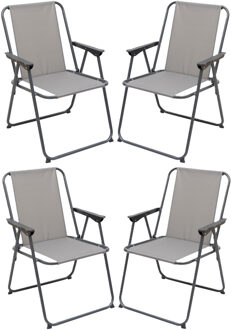 Atmosphera camping/strand stoel - 4x - aluminium - inklapbaar - grijs - L52 x B55 x H75 cm