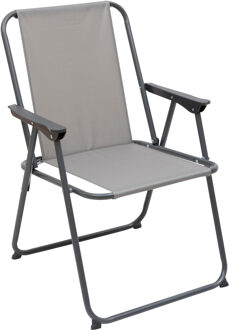 Atmosphera camping/strand stoel - aluminium - inklapbaar - grijs - L52 x B55 x H75 cm - Campingstoelen