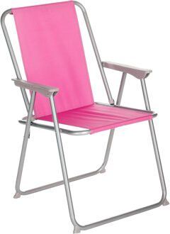 Atmosphera camping/strand stoel - aluminium - inklapbaar - roze - L52 x B55 x H75 cm - Campingstoelen