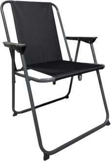 Atmosphera camping/strand stoel - aluminium - inklapbaar - zwart - L52 x B55 x H75 cm