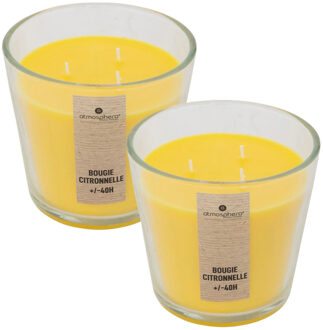 Atmosphera Candles Geurkaars - 2x - in glas - citronella aroma - 40 branduren - 13 x 12 cm