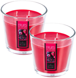 Atmosphera Candles Geurkaars - 2x - in glas - rood fruit aroma - 40 branduren - 13 x 12 cm