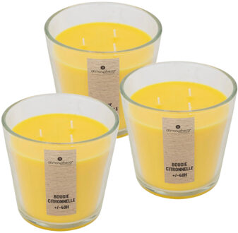 Atmosphera Candles Geurkaars - 3x - in glas - citronella aroma - 40 branduren - 13 x 12 cm