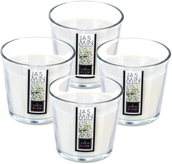 Atmosphera Candles Geurkaars - 4x - in glas - jasmijn aroma - 40 branduren - 13 x 12 cm