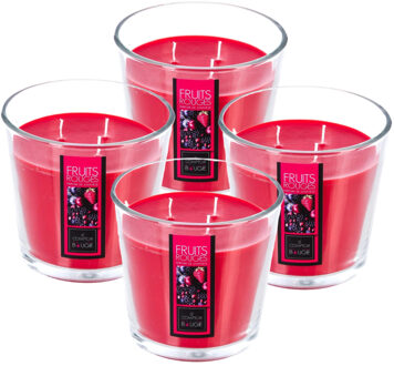 Atmosphera Candles Geurkaars - 4x - in glas - rood fruit aroma - 40 branduren - 13 x 12 cm
