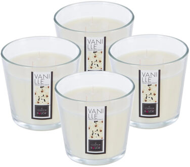 Atmosphera Candles Geurkaars - 4x - in glas - vanille aroma - 40 branduren - 13 x 12 cm