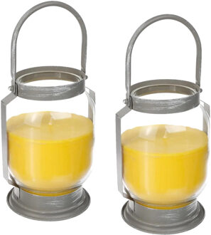 Atmosphera Citronella kaars/lantaarn - 2x - in glas - 65 branduren - geurkaars citrus geur