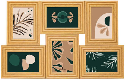 Atmosphera Collage fotolijst 6x foto - hout - bruin - 55 x 35 cm