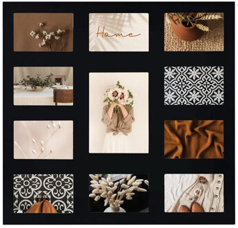 Atmosphera Collage fotolijst voor 11x foto - voor verschillende maten fotos - hout - zwart - 55 x 53 cm