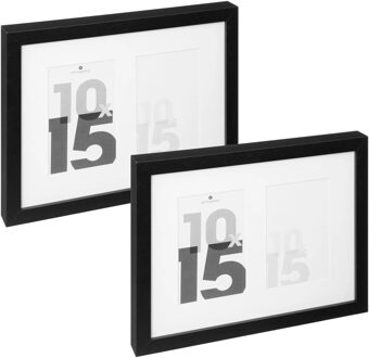 Atmosphera Collage fotolijst voor 2x foto - 2x - voor 10 x 15 cm fotos - MDF hout - zwart - 32 x 25 cm