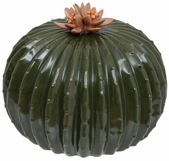Atmosphera Decoratie cactus - groen - 1x - keramiek - bolcactus - D17 x H15 cm - tafeldecoratie - Beeldje