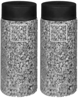 Atmosphera decoratie/hobby steentjes - 2x - grijs - 750 gram - Aquarium en vazen vulling - korrels