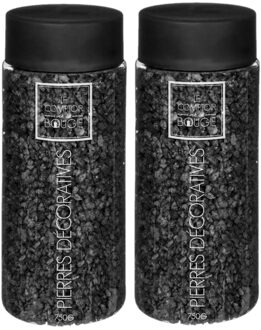 Atmosphera decoratie/hobby steentjes - 2x - zwart - 750 gram - Aquarium en vazen vulling - korrels