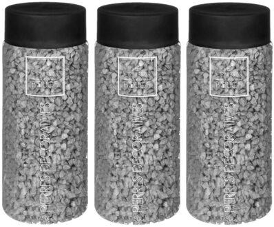 Atmosphera decoratie/hobby steentjes - 3x - grijs - 750 gram - Aquarium en vazen vulling - korrels