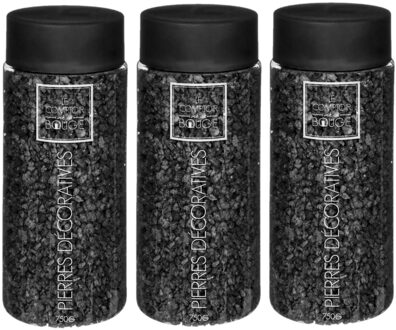 Atmosphera decoratie/hobby steentjes - 3x - zwart - 750 gram - Aquarium en vazen vulling - korrels