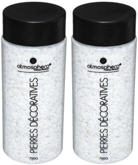 Atmosphera decoratie/hobby stenen/steentjes - 2x - wit - klein formaat - potje 750 gram