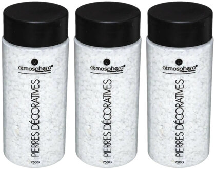 Atmosphera decoratie/hobby stenen/steentjes - 3x - wit - klein formaat - potje 750 gram